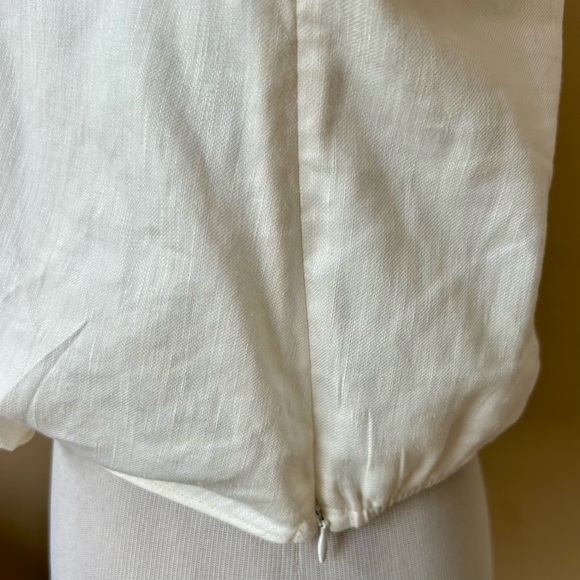 Frame Voluminous Twist Blouse White Cream Linen Puff Sleeve Size Large - Picture 12 of 16